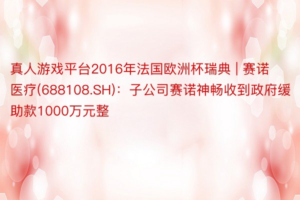 真人游戏平台2016年法国欧洲杯瑞典 | 赛诺医疗(688108.SH)：子公司赛诺神畅收到政府缓助款1000万元整