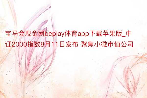 宝马会现金网beplay体育app下载苹果版_中证2000指数8月11日发布 聚焦小微市值公司